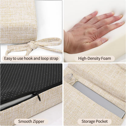 SINOSSO Glider Rocker Cushion Set (5 Pcs), Soft Blended Fabric High-Density Support Foam Seat Cushions with Ties, Fits Rocking Chair/Nursery Glider & Ottoman, Black-Gray