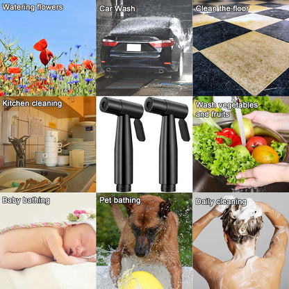 Mudder 2 Pieces Bidet Sprayer Head Stainless Steel Bidet Attachment for Toilet Handheld Cloth Bathroom Diaper Sprayer for Kitchen Adjustable Water Pressure Control (Black)