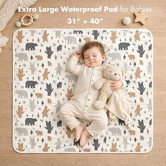 Baby Waterproof Bed Pad Washable Mattress Pad Reusable Underpads Bed Wetting Incontinence Cover for Baby Toddler Children and Adults