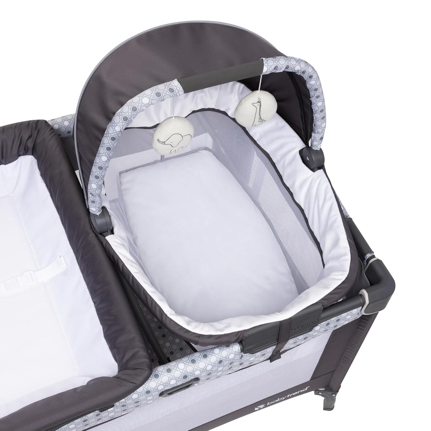 Baby Trend Nursery Den Playard with Snooze Pod and Flip Over Changer, Diamond Sage