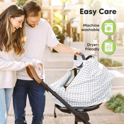 KeaBabies Winter Car Seat Cover Baby, Newborn - Universal Fit Infant Carseat Covers Baby Girl, Boy, Breathable, Lightweight Blanket, Easy to Use Stroller Canopy, Rain, Wind, Sun Shade (Laurel)