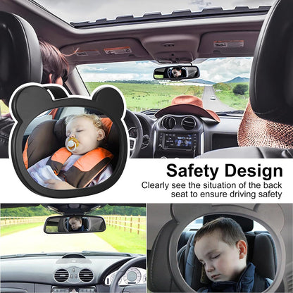 1 PcsBaby Car Mirror for Backseat, Safety Baby Car Seat Mirror for Rear Facing, Shatterproof Hook Clip Clear Wide View & 360° Rotation Baby Mirrors Essentials Accessories