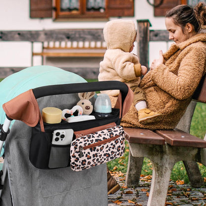 Accmor Universal Stroller Organizer with Insulated Cup Holder Detachable Phone Bag and Shoulder Strap,Stroller Bag Caddy Organizer Fits for Uppababy, Baby Jogger, Britax Strollers