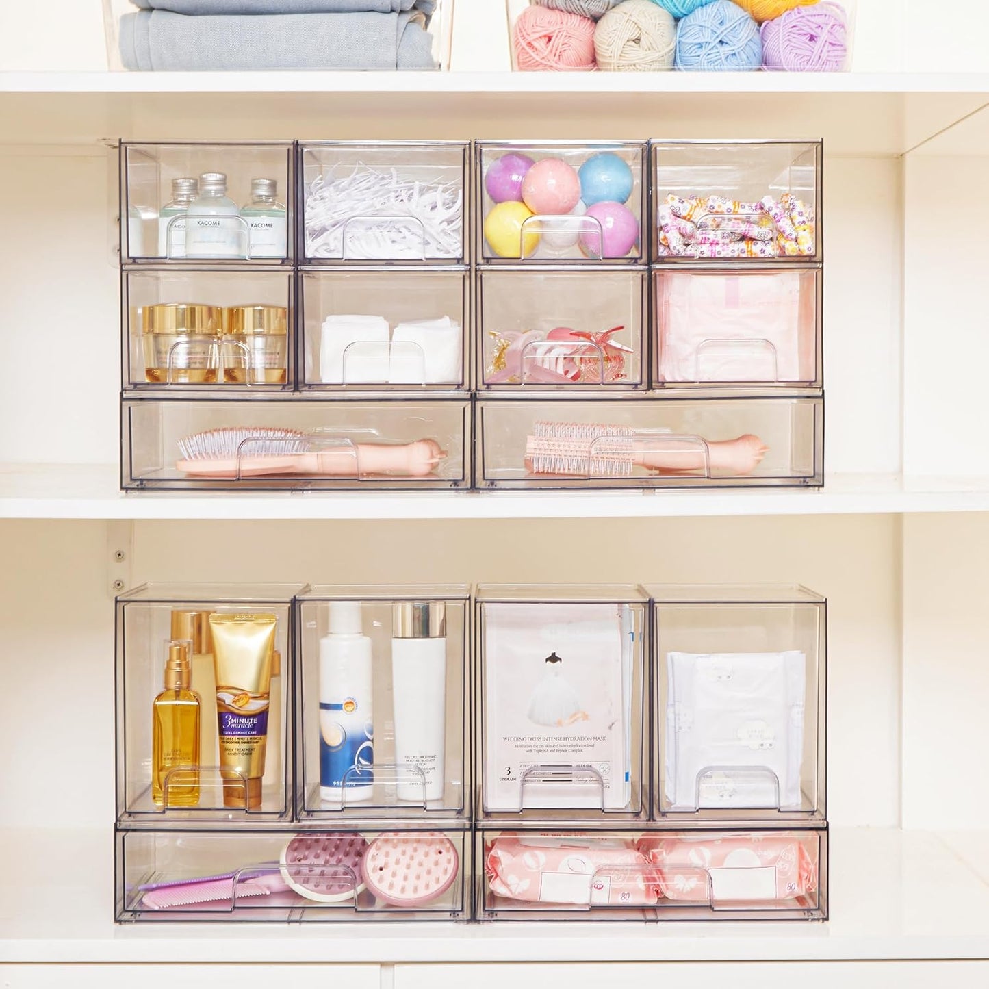 Vtopmart Stackable Storage Drawers Set of 5, Clear Plastic Organizer Bins for Baby Bottle, Beauty Supplies Storage, Ideal for Kichen Countertop, Vanity, Bathroom, Cabinet, Pantry Organization