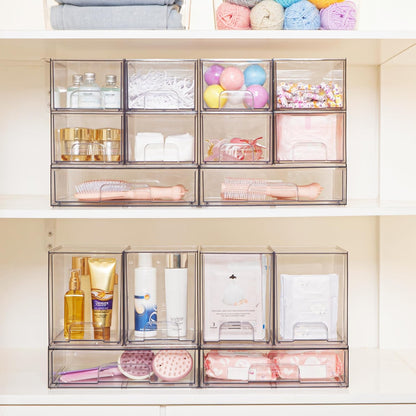 Vtopmart Stackable Storage Drawers Set of 5, Clear Plastic Organizer Bins for Baby Bottle, Beauty Supplies Storage, Ideal for Kichen Countertop, Vanity, Bathroom, Cabinet, Pantry Organization