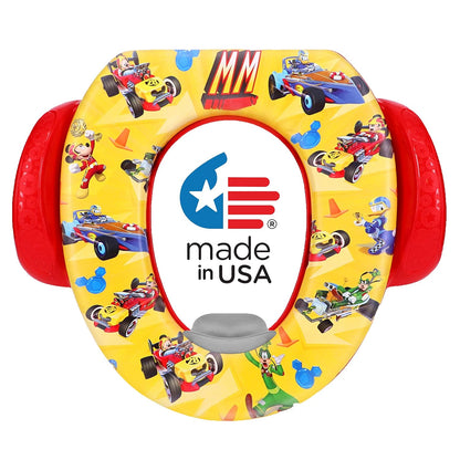 Disney Mickey Mouse "Track Adventures" Soft Potty Seat and Potty Training Seat - Soft Cushion, Baby Potty Training, Safe, Easy to Clean