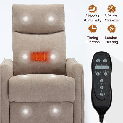 Swivel Rocker Recliner Chair for Adults, Nursery Rocking Chair with Heat and Massage, Glider Reclining Chair for Small Space Living Room Bedroom, Faux Leather Black
