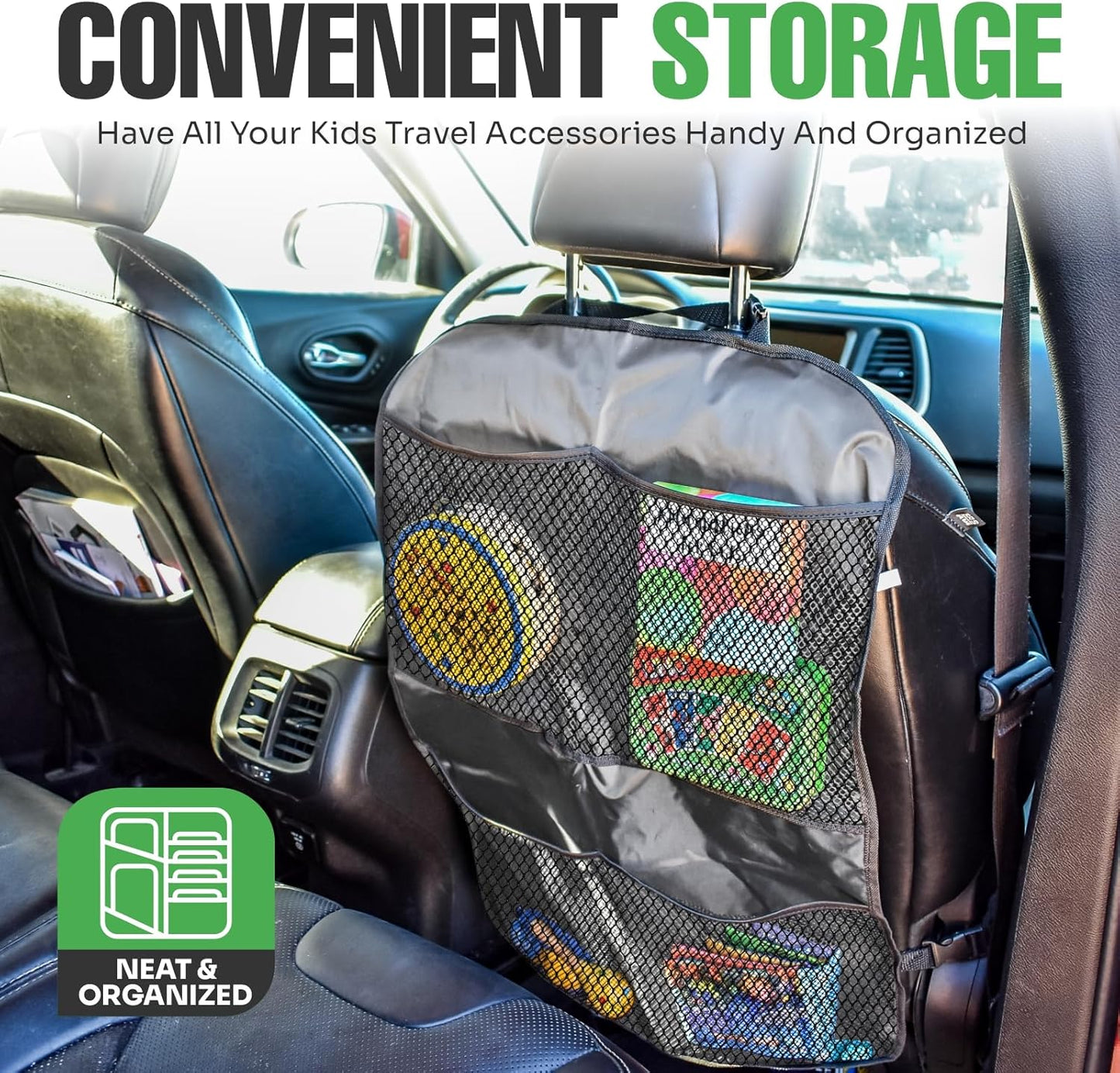 lebogner Back Seat Cover for Kids, 2 Pack X-Large Waterproof Kick Mats Backseat Protector, Durable Car Seat Back Protectors for Vehicles to Protect from Dirt, Mud & Scratches, Fits Most SUVs and Vans