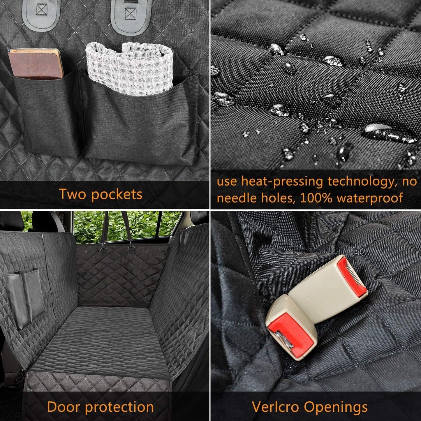 Vailge 100% Waterproof Convertible Dog Car Seat Covers, Waterproof Dog Seat Cover with Mesh Window, Heavy Duty seat Cover for Dogs, Dog car Hammock Pet Seat Cover for Cars Trucks suvs,Black,Standard
