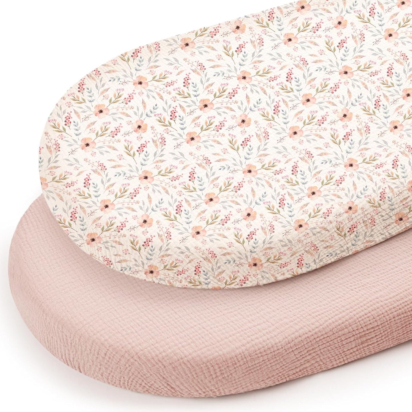 lulumoon Baby Bassinet Sheets Muslin: Cotton Bedside Bassinet Sheets Leaf for Boys - Fitted for Bedside Sleeper Mattress