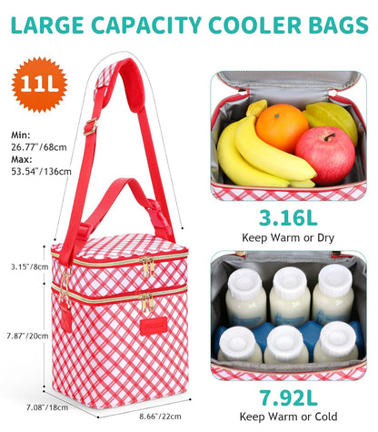 PIIOSER Breastmilk Cooler Bag with Ice Pack Fits 6 Baby Bottles Up to 9 Ounce, Insulated Baby Bottle Tote Bags, Double Layer Waterproof Leak-Proof with Shoulder Strap for Nursing & Working Mom (Grey)