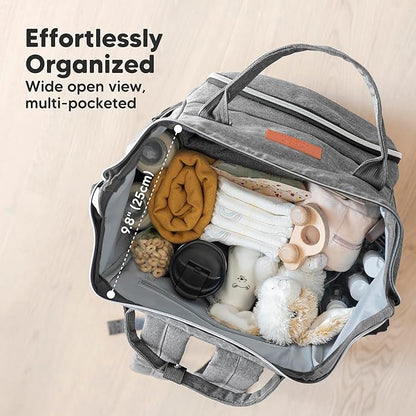 KeaBabies Baby Diaper Bag Backpack - Large Baby Bag for Boys, Girls, Waterproof Multi Function Travel Diaper Backpack with Changing Pad, Durable Travel Essentials for Moms and Dads (Classic Gray)