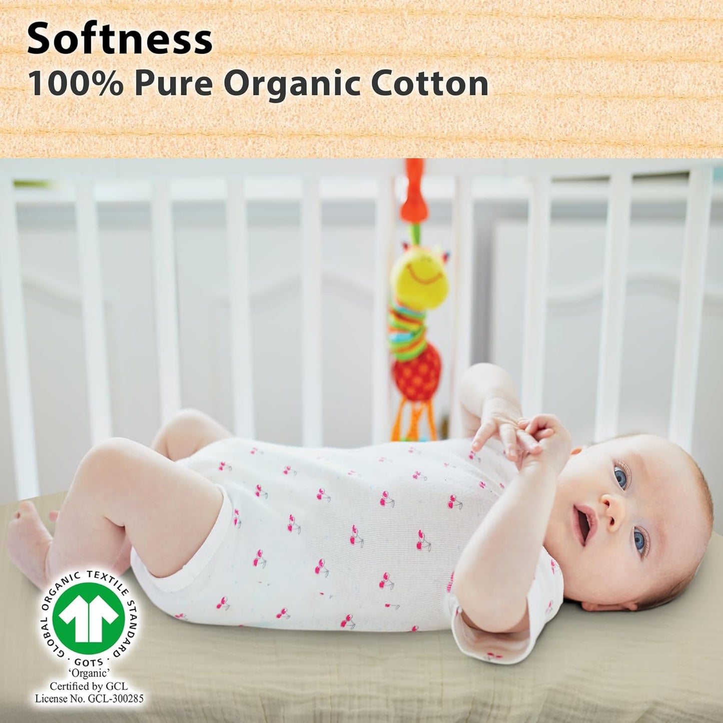 3-Pack Bedside Sleeper Bassinet Sheets | GOTS Certified Organic 100% Muslin Cotton | Ultra Soft & Breathable | 33×20×4” Fitted Sheets | Universal Fit 29–33” x 17–21” Pads