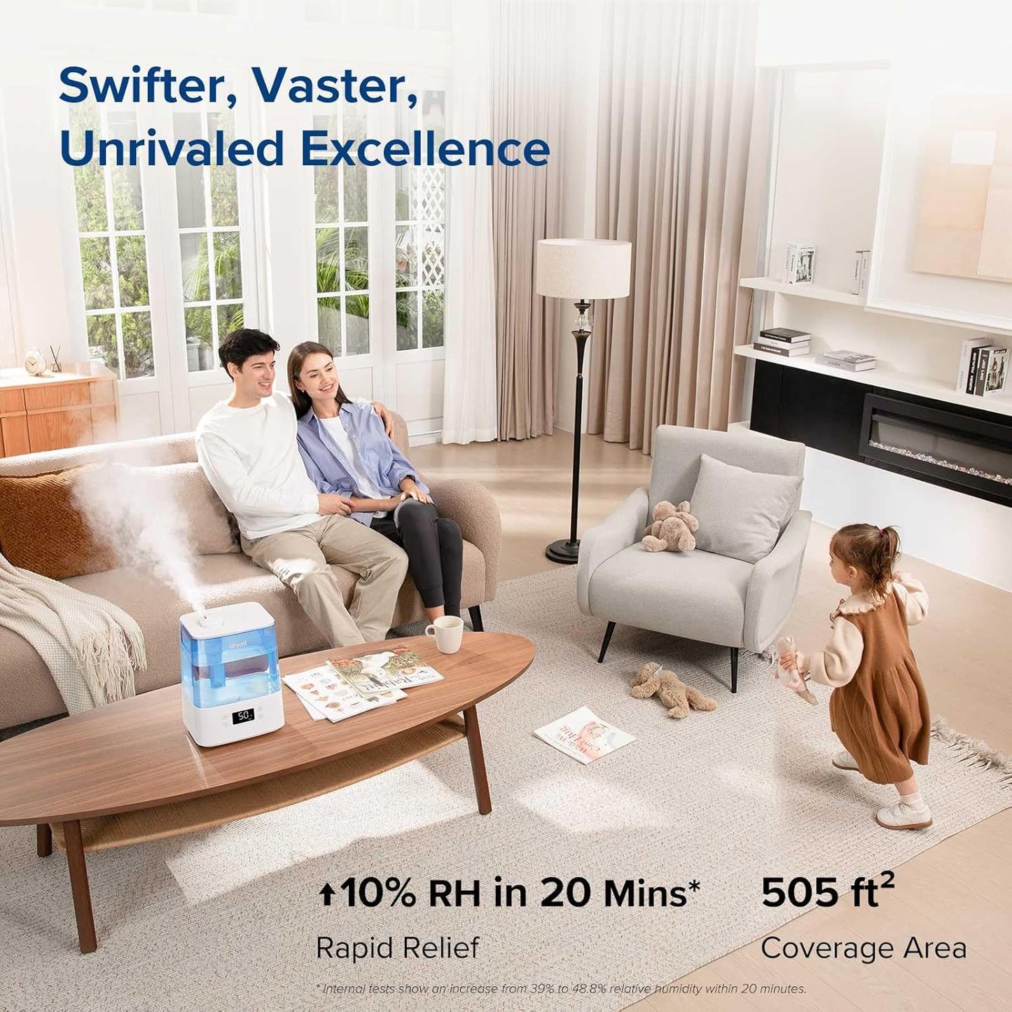LEVOIT Humidifiers for Bedroom Large Room Home, (6L) Cool Mist Top Fill Essential Oil Diffuser for Baby & Plants, Smart App & Voice Control, Rapid Humidification & Auto Mode - Quiet Sleep Mode, Gray