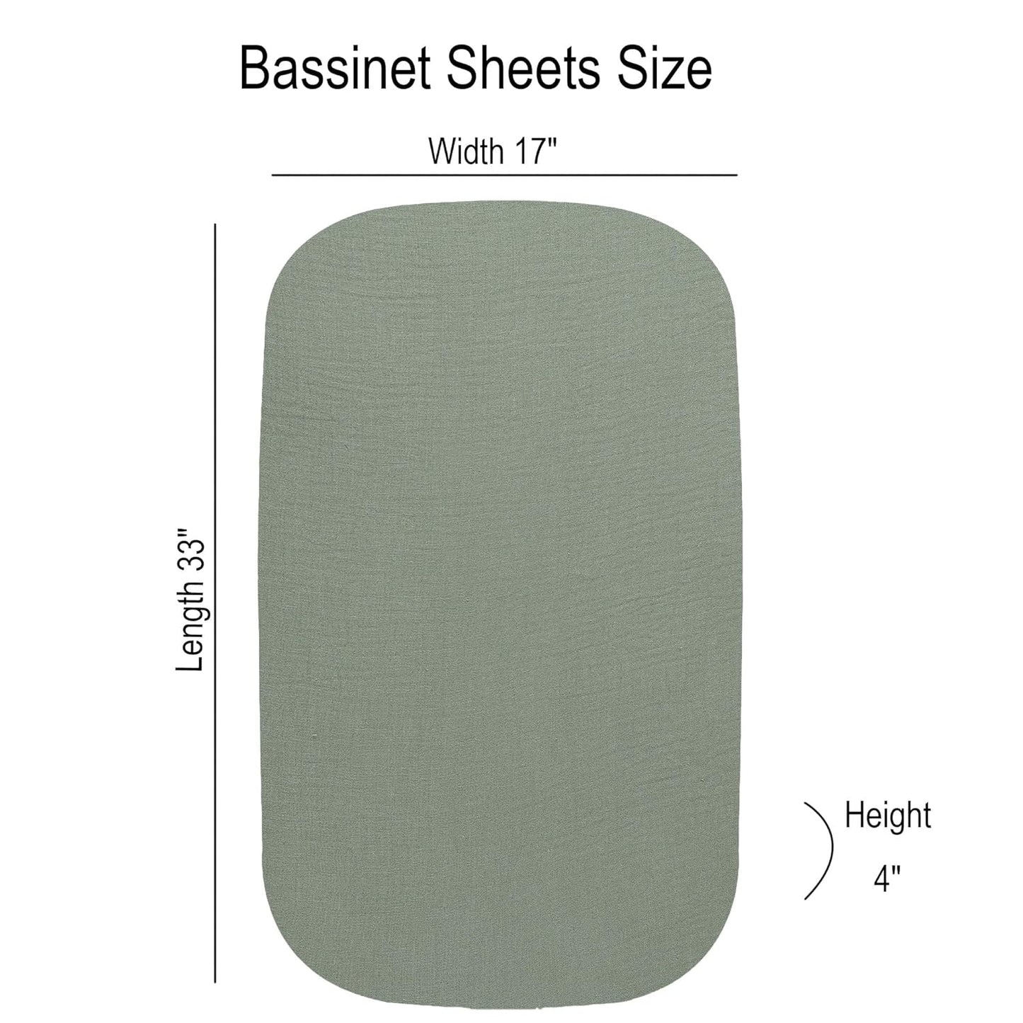 Onacosht Muslin Bassinet Sheets 3 Pack, 100% Cotton Baby Fitted Sheet 33" x 19" Compatible with Mika Micky, KoolaBaby (3 in 1), BabyBond, HARPPA and RICUTON Bedside Bassinet, Green, Floral and Cactus