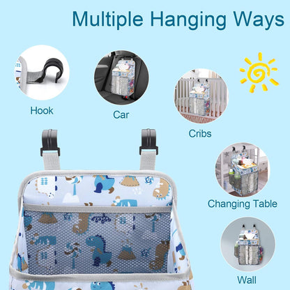 Accmor Hanging Baby Diaper Caddy Organizer, Diaper Stacker, Baby Crib Hanging Classified Storage Bag Organizer for Changing Table, Crib, Playard or Wall & Nursery Organization, Grey
