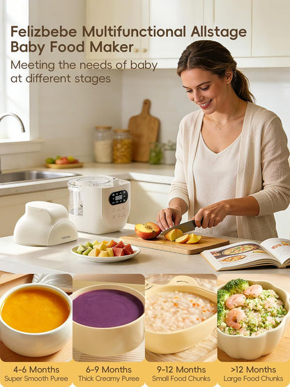 Glass Baby Food Maker Steamer and Blender,One Step Auto Baby Food Processor Puree Maker Grinder Mills,Glass Bowl with 316 Stainless Steel Blades,Auto Cooking,Self Clean,Timer,BPA-Free
