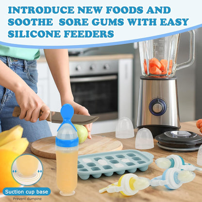 Baby Breastmilk Popsicle Molds & Baby Fruit Feeder (6 Pack), WAJIAYON Infant Food Freezer Tray Storage Containers, Silicone Teething Pacifier Feeder and Teether for Babies,Babies Feeder