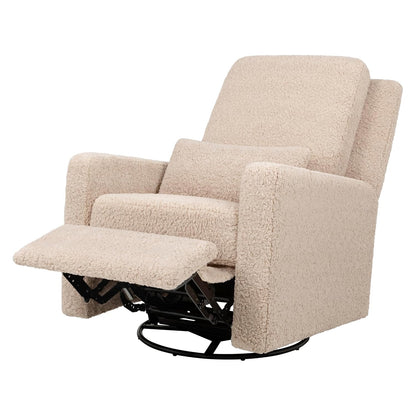 Babyletto Sigi Electronic Power Recliner & Swivel Glider with USB Port in Performance Beach Eco-Weave with Light Wood Base, Water Repellent & Stain Resistant, Greenguard Gold and CertiPUR-US Certified