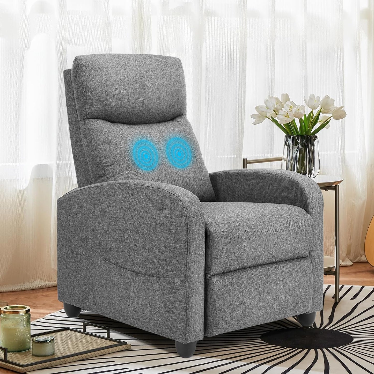 Sweetcrispy Recliner Chair, 360 Swivel Rocker Chair for Adults, Glider Rocker Recliners, Nursery Chairs for Living Room, High Back, Upholstered Deep Seat, Classical Brown