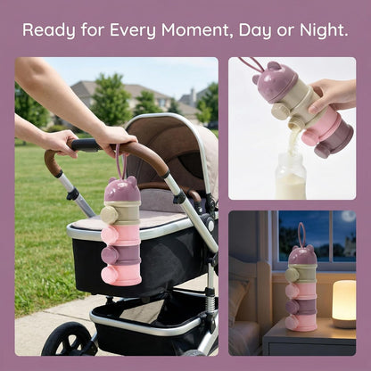 2 PCS 4-Layer Baby Milk Powder Dispenser, Stackable Formula Container for Travel, Portable Snack Storage Box