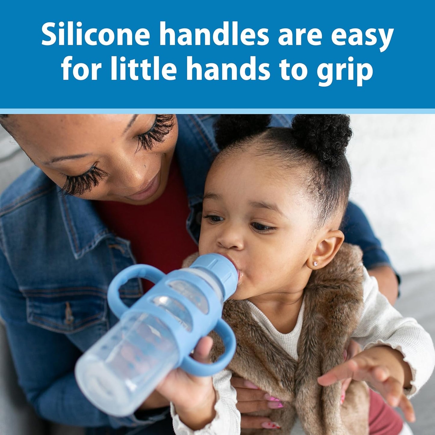 Dr. Brown's Milestones Narrow Sippy Spout Bottle with 100% Silicone, Easy-Grip Handles and Soft Sippy Spout, 8oz/250mL, Light Pink and Ecru, 2-Pack, 6m+