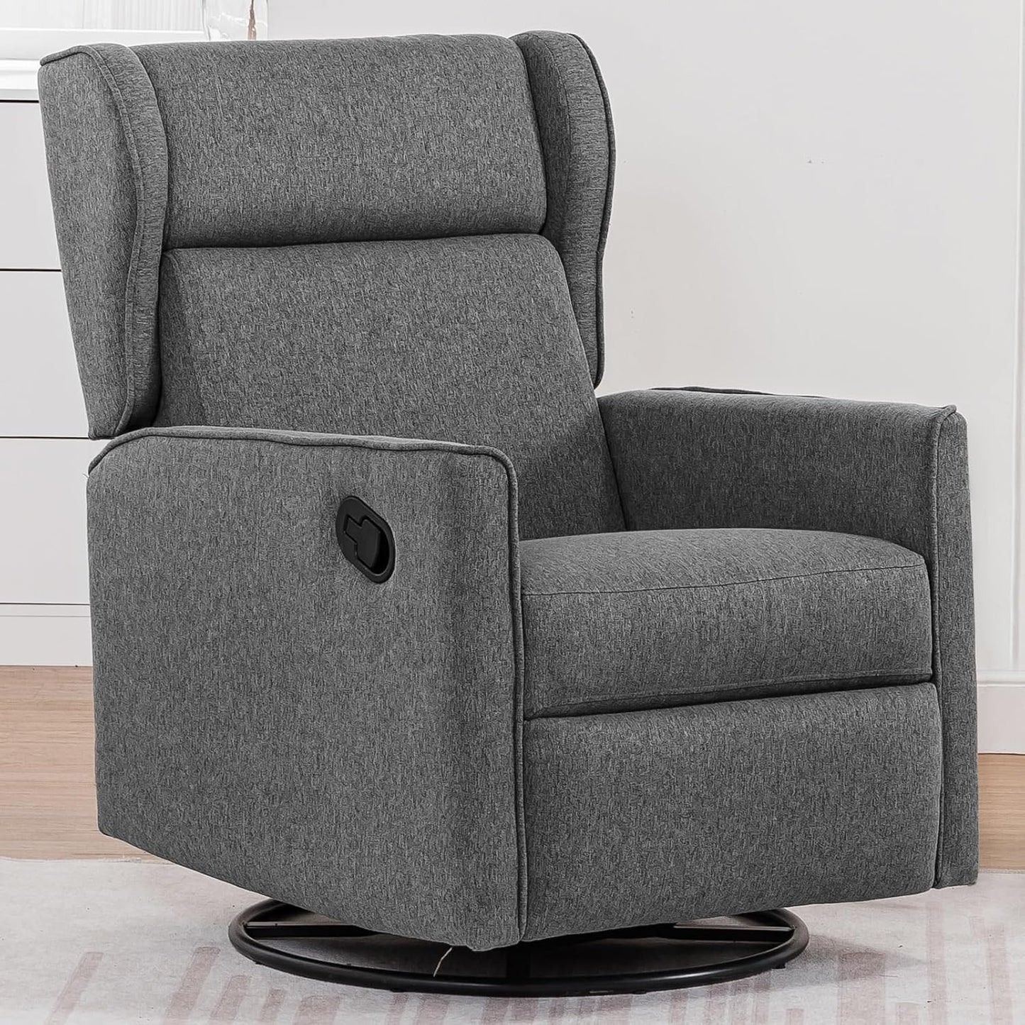 COMHOMA Nursery Rocking Chair Teddy Upholstered Swivel Rocker Recliner Manual Glider Reclining Chair for Living Room Bedroom Offices (Beige,1 PCS)