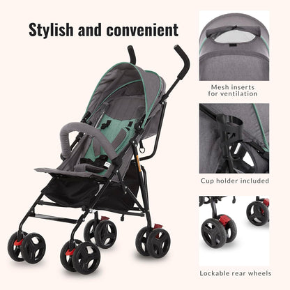 Dream On Me Vista Moonwalk Stroller, Disney Approved Lightweight Stroller for Toddlers and Infants, One-Hand Fold, Reclining Seat, Canopy with Sun Visor, Everyday & Travel Ready
