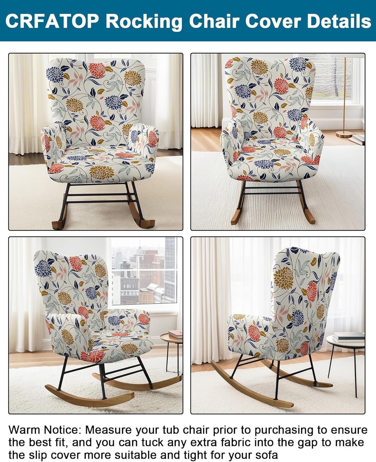 CRFATOP Jacquard 1 PC Nursery Rocking Chair Recliner Covers Upholstered Glider Rocker Banquet Armchair Slipcover Stretch Accent Chairs Furniture Protector for Living Room Bedroom Offices,Green