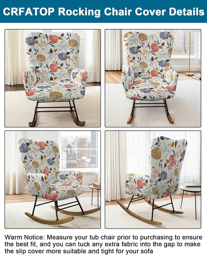 CRFATOP Jacquard 1 PC Nursery Rocking Chair Recliner Covers Upholstered Glider Rocker Banquet Armchair Slipcover Stretch Accent Chairs Furniture Protector for Living Room Bedroom Offices,Green