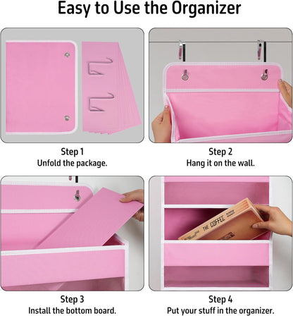 Giraffe Creation Over Door Organizer with 4 Large Capacity Pockets, Hanging Organizer Storage for Closet Bathroom Nursery Bedroom Dorm, Toys Cosmetics Sundries and Baby Essentials, Pink
