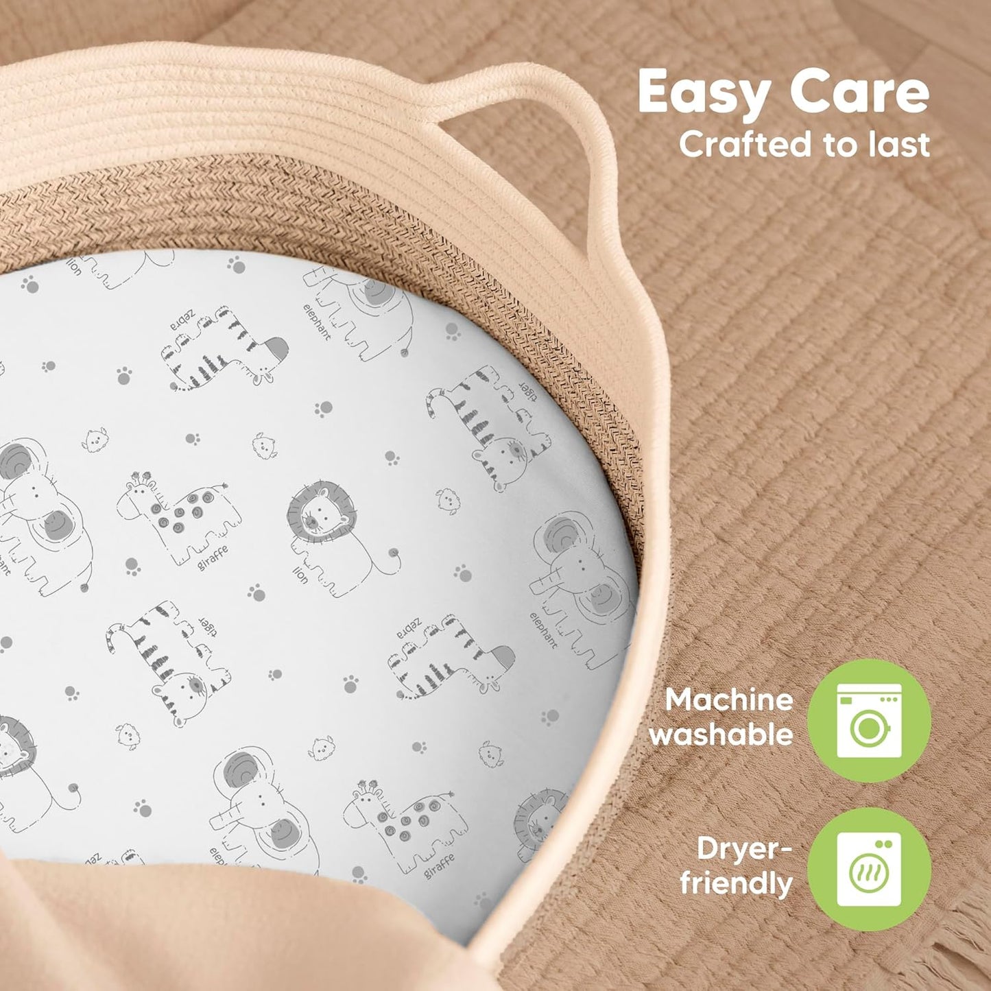 2-Pack Baby Bassinet Sheets Girl, Boy - 33x17 Viscose Derived from Bamboo Bedside Mattress Fitted Bassinet Sheets, Compatible with Halo Bassinest Swivel Sleeper, Baby Delight, Graco (Pecan)
