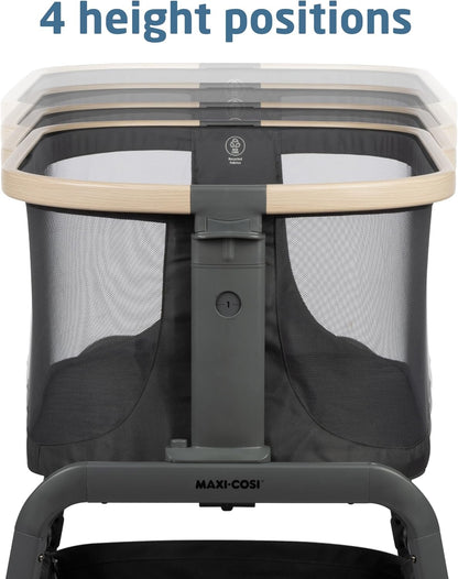 Maxi-Cosi Iora Baby Bassinets Bedside Sleeper, Portable Bassinet, Infant Bedside Sleeper Crib, Height Adjustable, Breathable Mesh, Large Storage Basket, Truffle