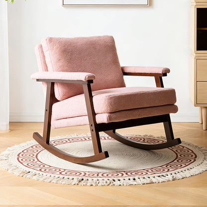 Rocking Accent Chair, Nursery Upholstered Glider Cozy Small Rocker Rocking Chair for Adult, Comfy Side Modern Arm Chair for Living Room/Bedroom/Offices/Balcony-White