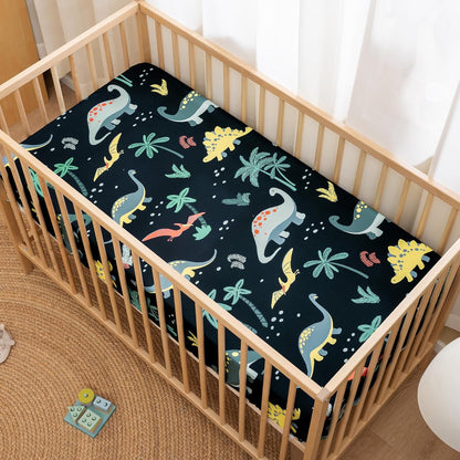 PHF 3 Pack Soft Mini Crib Sheets, Floral & Animal Pack N Play Sheets for Baby Boys Girls, No Slip Universal Fit for Pack N Play, Playard, Portable and Mini Crib Mattresses,Floral & Animal