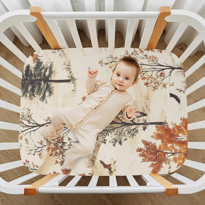 Fitted Crib Sheets White Bears with Clouds Stretchy Portable Playard Sheets for Baby Toddler, Breathable Soft Mini Crib Mattress 39 x 27 in for Boys and Girls