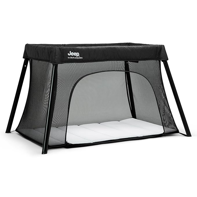 Jeep Horizon Compact Travel 2-in-1 Play Yard and Bassinet, Black