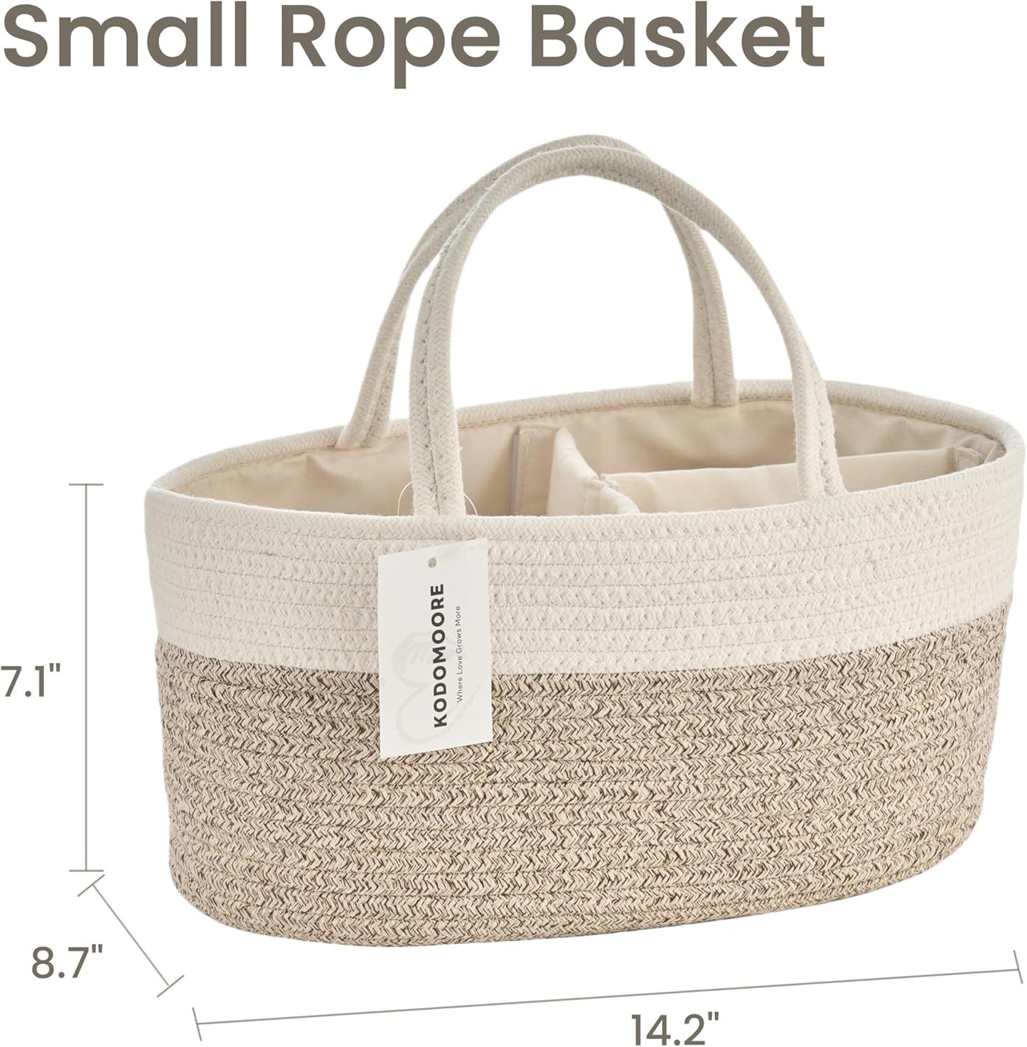 Diaper Caddy Organizer, Empty Gift Basket for Newborn Essentials, Baby Storage Basket, Stylish Gift Bag for Baby Shower, Boys and Girls – Small, White and Beige Brown