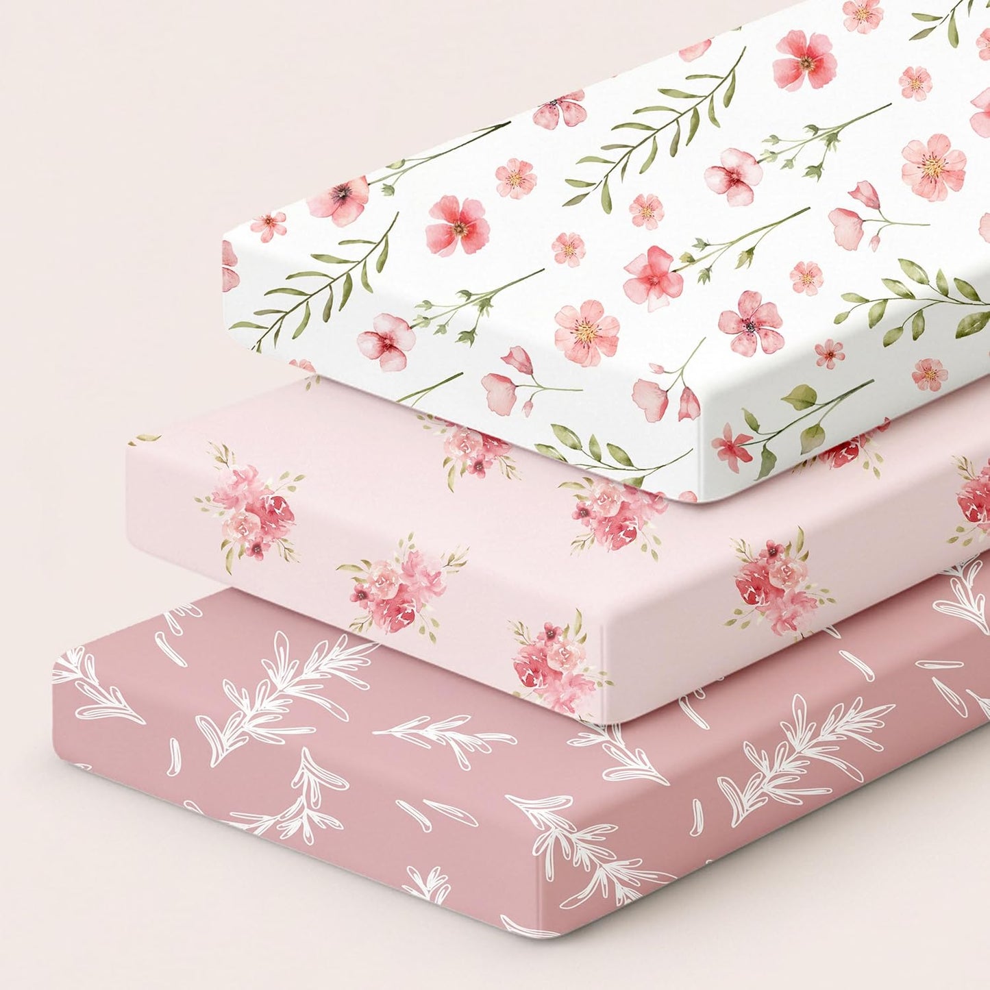 Bedside Sleeper Bassinet Fitted Sheets 20 x 33, 3 Pack Baby Delight Beside Me Dreamer,Babybond,Jimglo,koola,cowiewie,fodoss, Dream On Me Baby Square Bassinet, Pink Animal