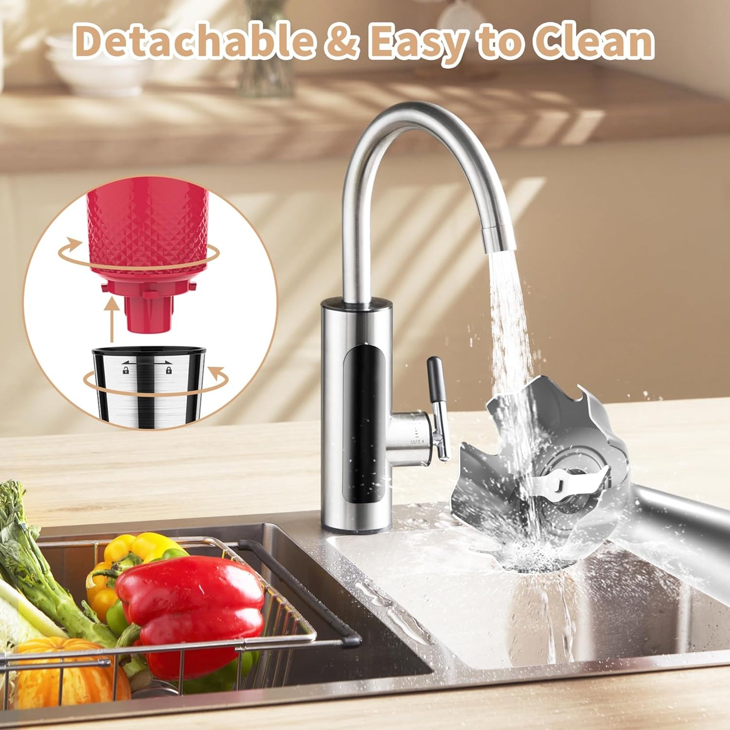 Toogel Cordless Immersion Blender, Electric Hand Blender with 21-Speed & 3-Angle Adjust, USB Rechargeable, BPA-Free & Dishwasher Safe for Baby Food, Smoothies, Soup (Grey)