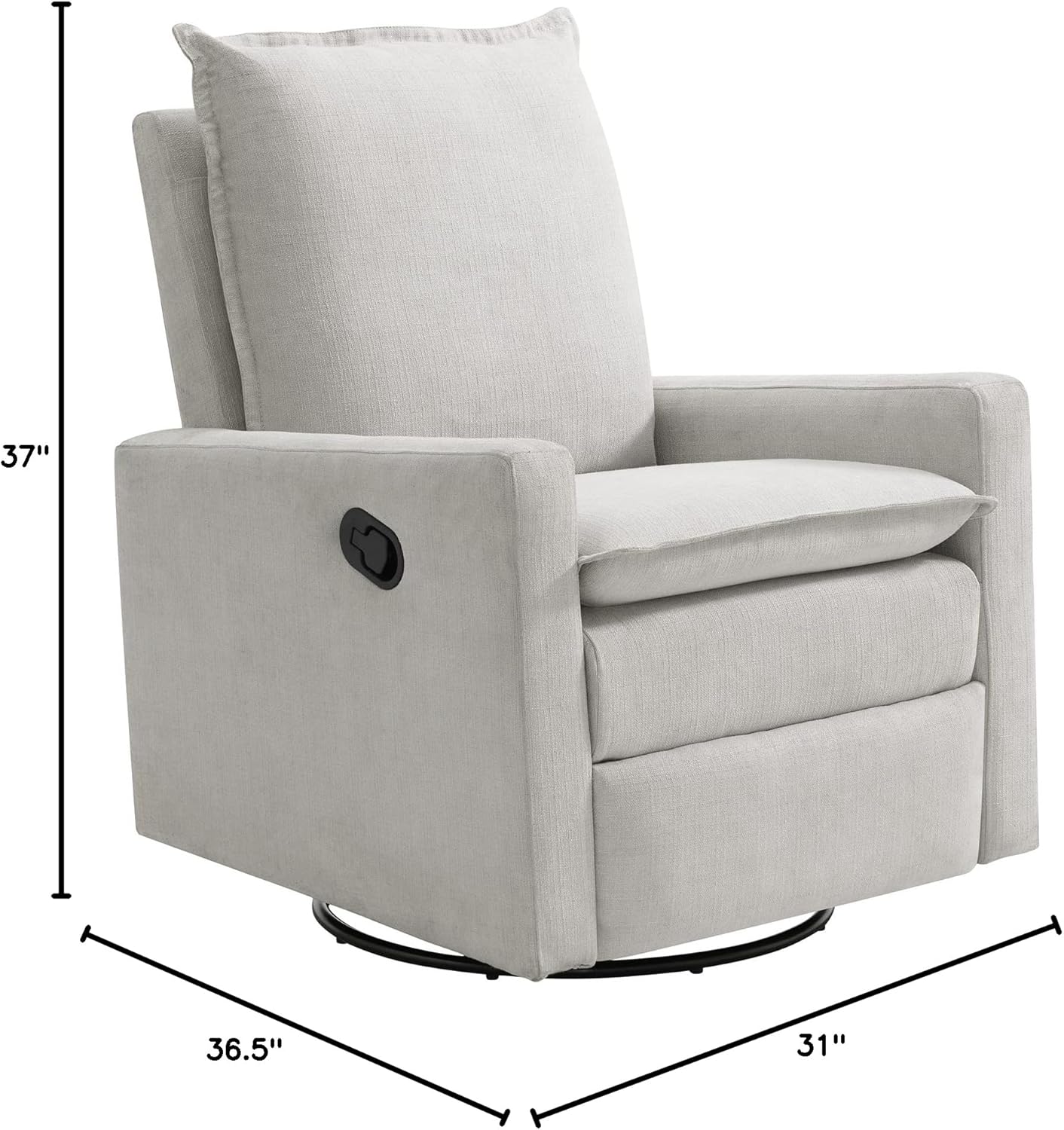 Oxford Baby Uptown Upholstered Glider Recliner Rocking Chair 360° Swivel for Nursery and Living Room - Boucle White
