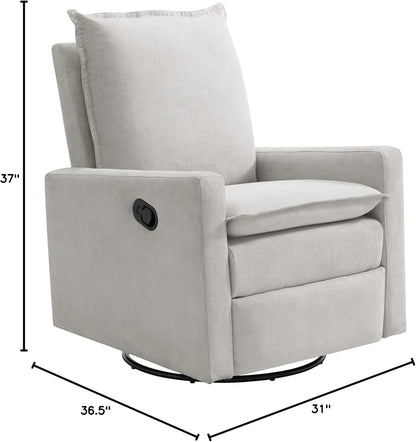 Oxford Baby Uptown Upholstered Glider Recliner Rocking Chair 360° Swivel for Nursery and Living Room - Boucle White