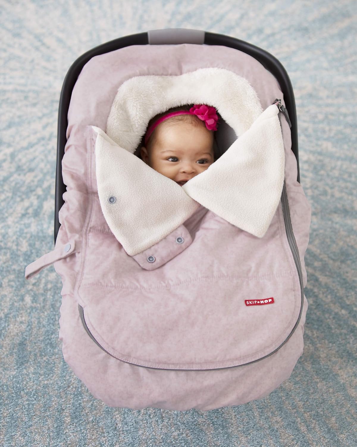 Skip Hop All Seasons Baby Car Seat Cover 4 in 1 Universal Fit with UPF40+ Sunshade and Water Resistant Fabric Oat