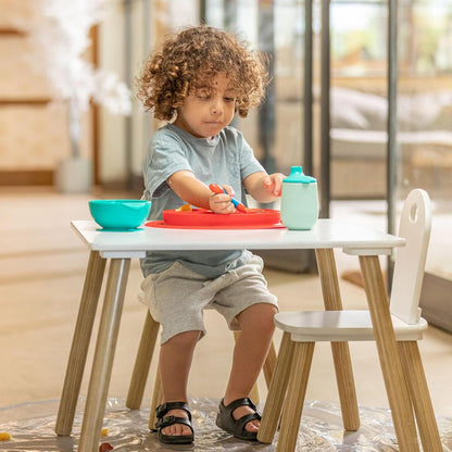 Nuby Sure Grip Miracle Mat 2-Section Toddler Plate - Suction Silicone Plate - 6+ Months - Aqua