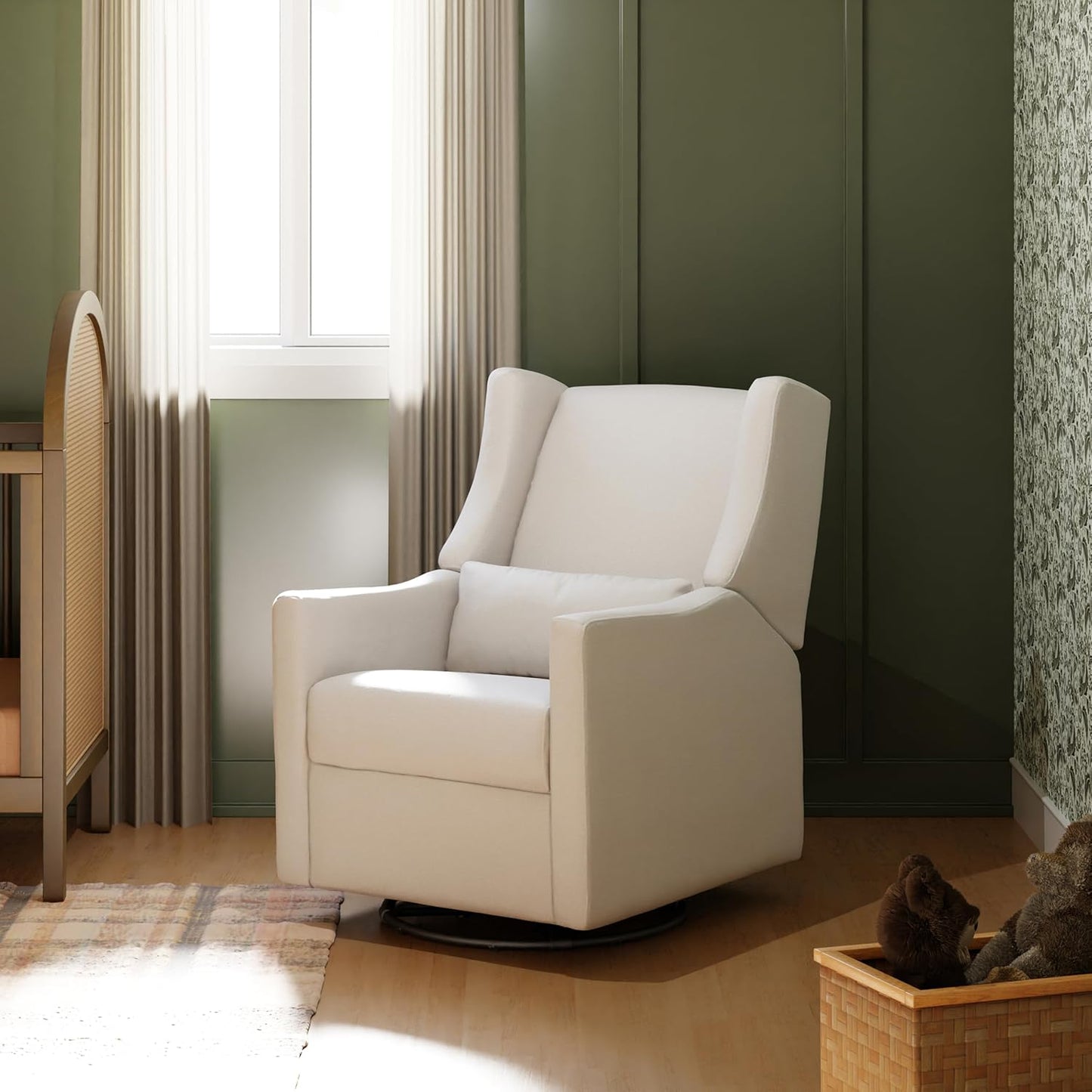 Kiwi Glider Recliner w/Electronic Control and USB | in Almond Teddy Loop w/Light Wood Base, Greenguard Gold Certified
