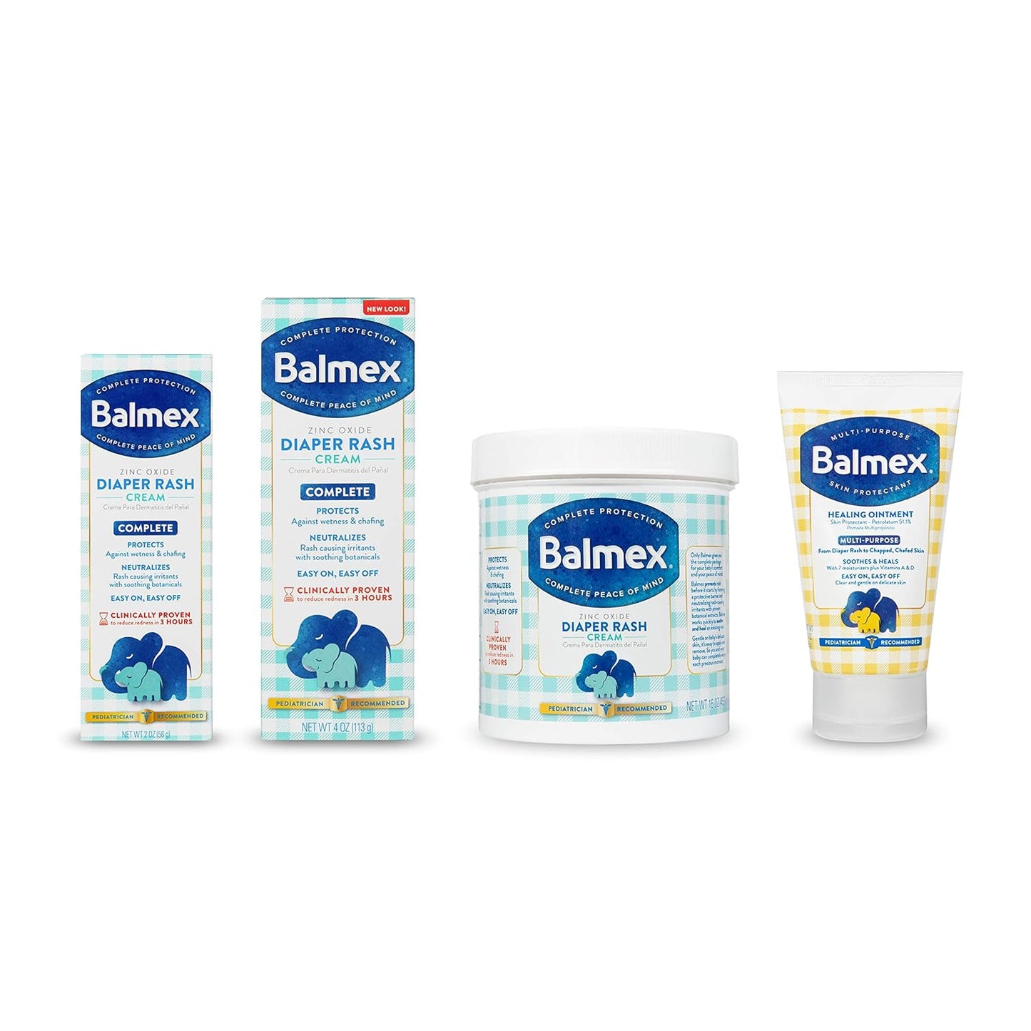 Balmex Complete Protection Baby Diaper Rash Cream with Zinc Oxide + Soothing Botanicals, 4 Ounce