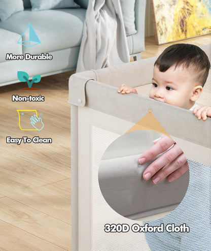 Mloong Baby Playpen with Mat, 59x59 Inches Extra Large Playpen for Babies and Toddlers, Indoor & Outdoor Activity Center, Safety Baby Fence