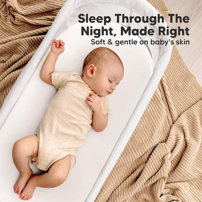 2-Pack Baby Bassinet Sheets Girl, Boy - 33x17 Viscose Derived from Bamboo Bedside Mattress Fitted Bassinet Sheets, Compatible with Halo Bassinest Swivel Sleeper, Baby Delight, Graco (Pecan)