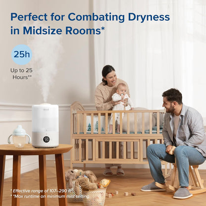 LEVOIT Dual 200S Smart Humidifiers for Bedroom, Top Fill, Customize Humidity for Home, Baby Nursery & Plants with Humidistat, Essential Oil Diffuser, Schedule, Timer, APP & Voice Control, 3L, Blue