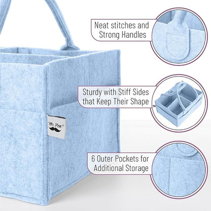 Mr. Pen- Baby Diaper Caddy Organizer, Sky Bliss, Baby Caddy Organizer with Handle, Compact Size, Collapsible & Portable